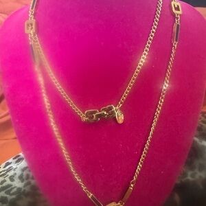Givenchy Gold-Tone Double Layered Chain Necklace